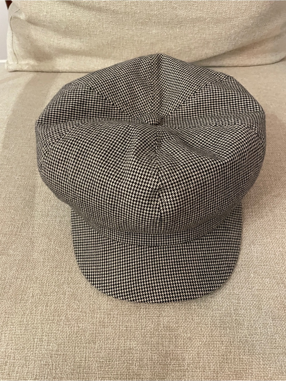 Houndstooth Newsboy Cap - Black & White